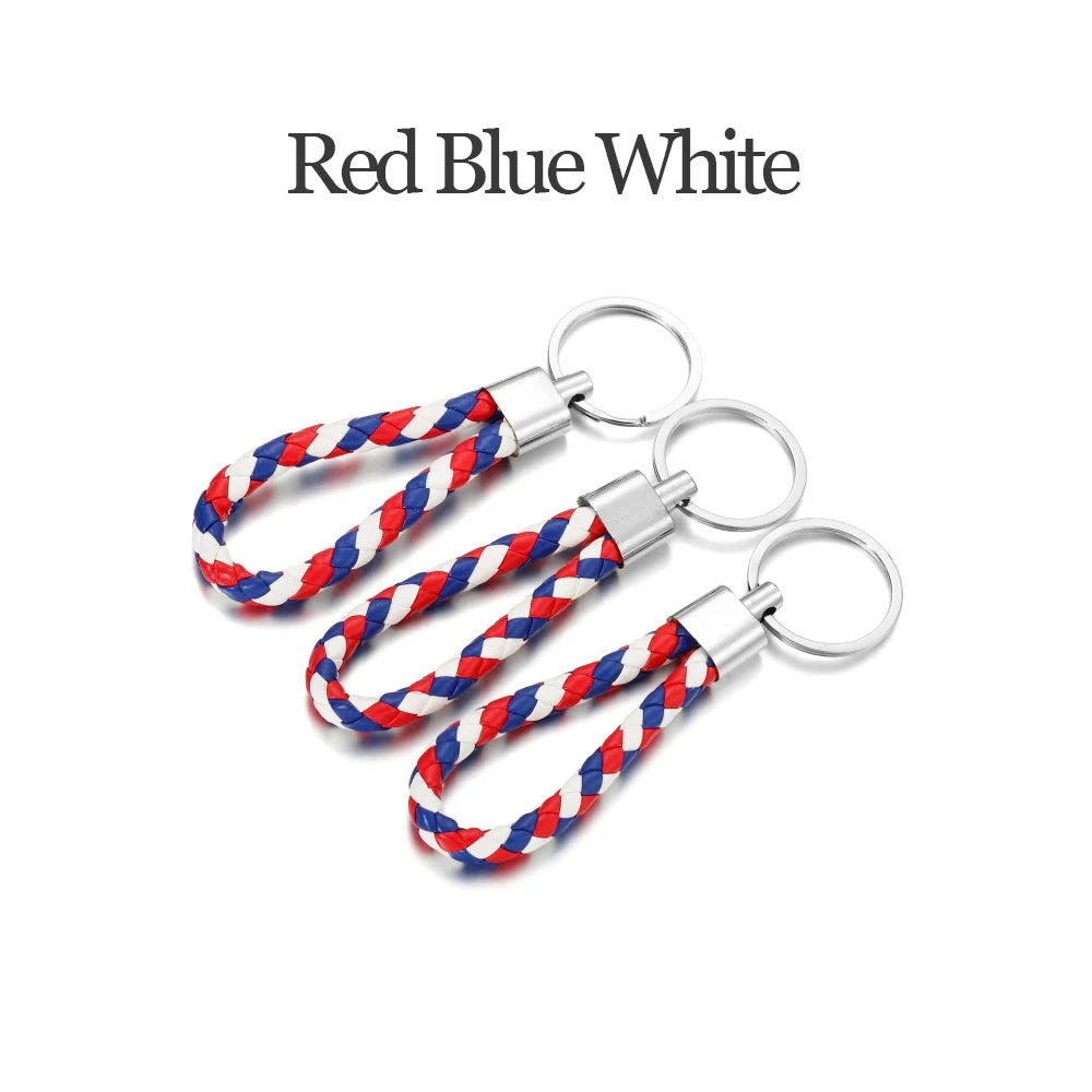 5Pcs/Pack Braided Leather Keychain Colorful Portable Keyring Organizer Leather Lanyard For Car Key Mobile Phone Strap Accessory