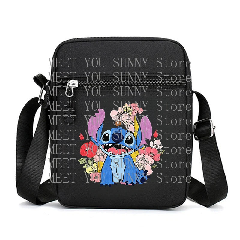 Cartoon Anime Stitch Women Bag Kawaii Portable Fashion Mobile Phone Shoulder Zipper Crossbody Pouch Students Coin Purse Gifts
