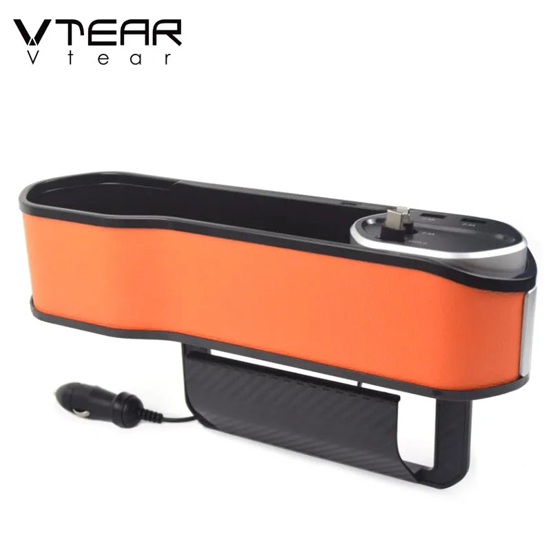 Vtear Car Organizer With Charger Cable USB Wireless Charging Universal Storage Box Auto Phone Holder Interior Accessories Parts