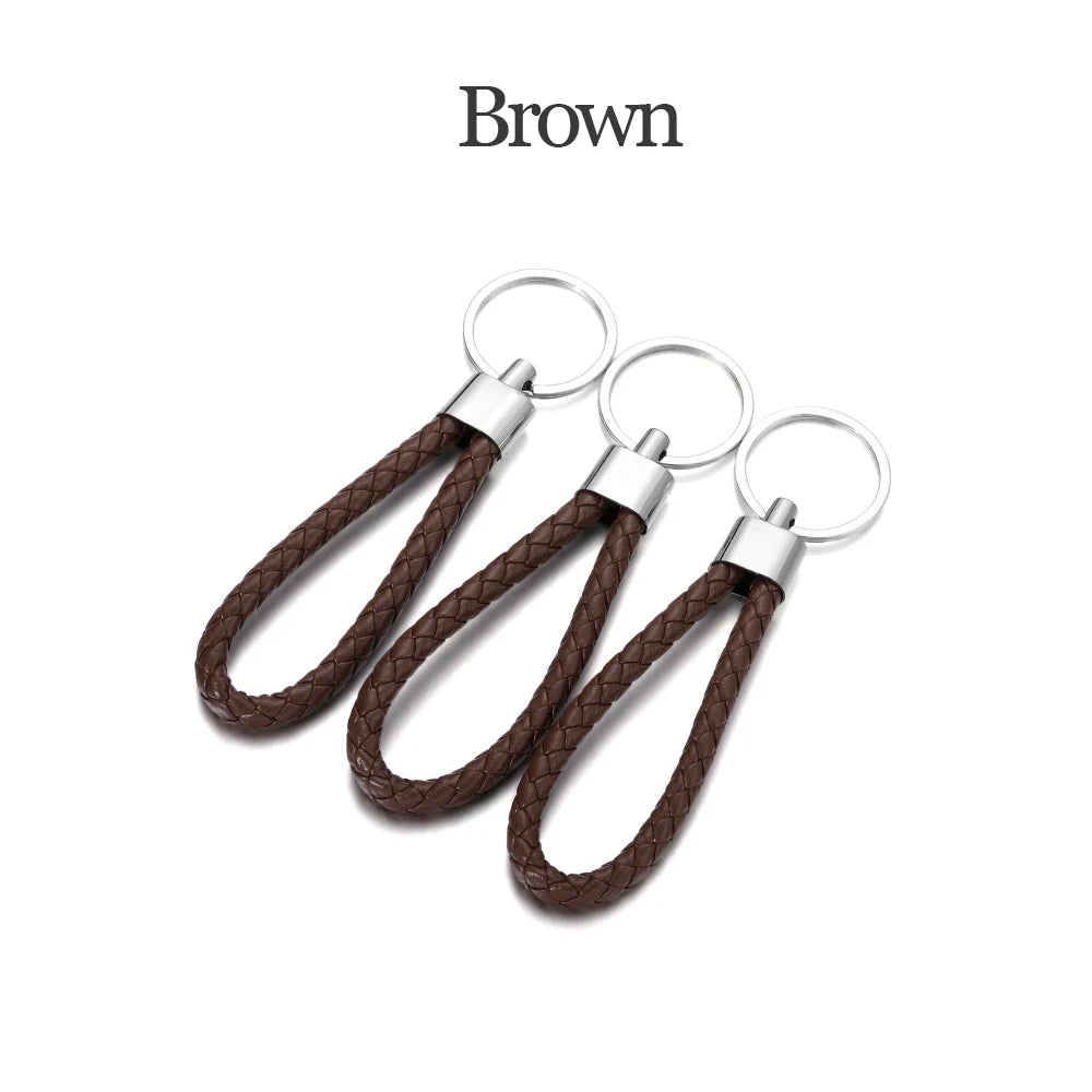 5Pcs/Pack Braided Leather Keychain Colorful Portable Keyring Organizer Leather Lanyard For Car Key Mobile Phone Strap Accessory